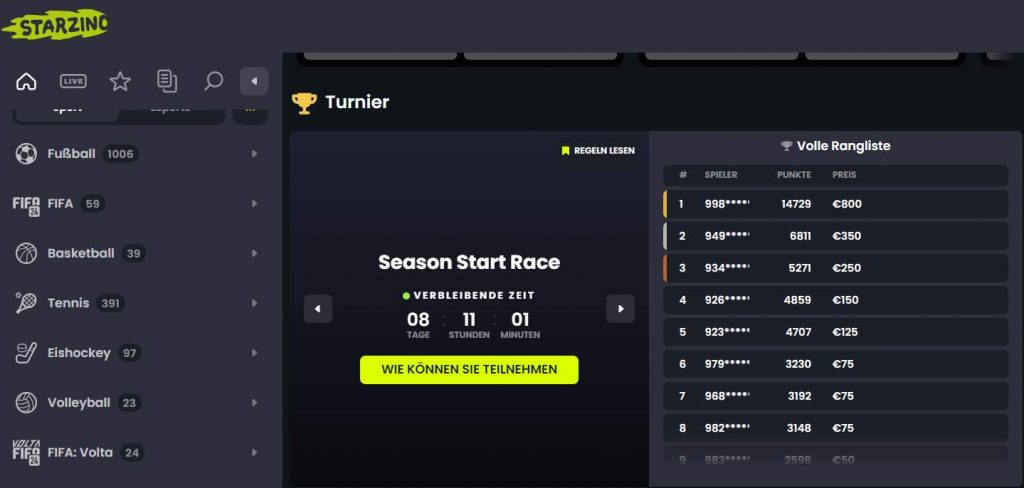Starzino Online Sportwetten